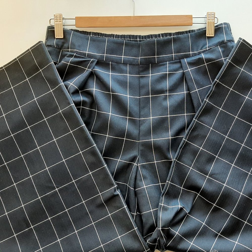 J. CREW Windowpane Wide Leg Crop Pants - Navy - Size 6 - Picture 5 of 6